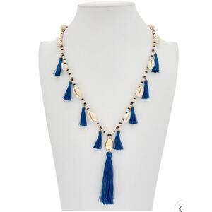 Lilly Pulitzer Tipsea tassel & shell necklace indigo blue